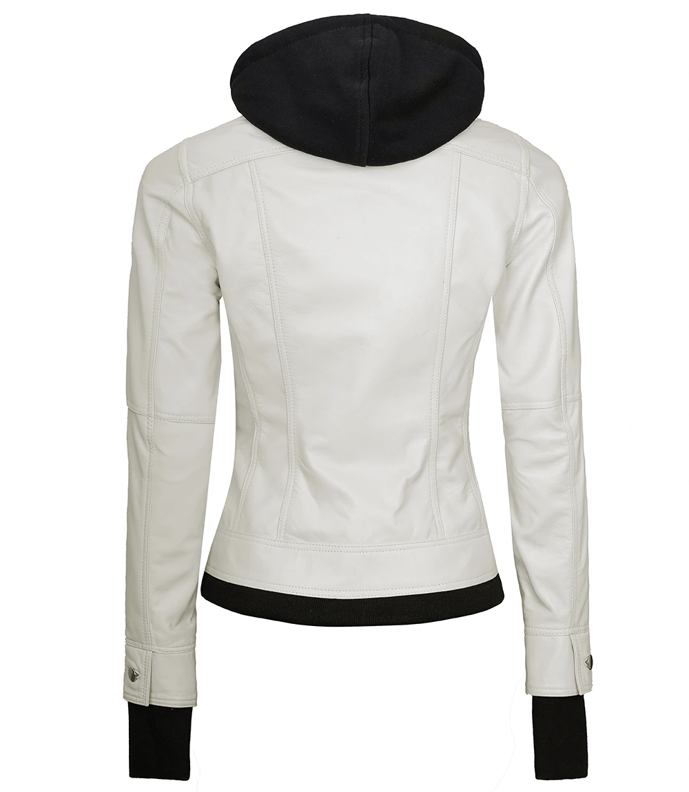 Women’s Off-White Hooded Leather Jacket