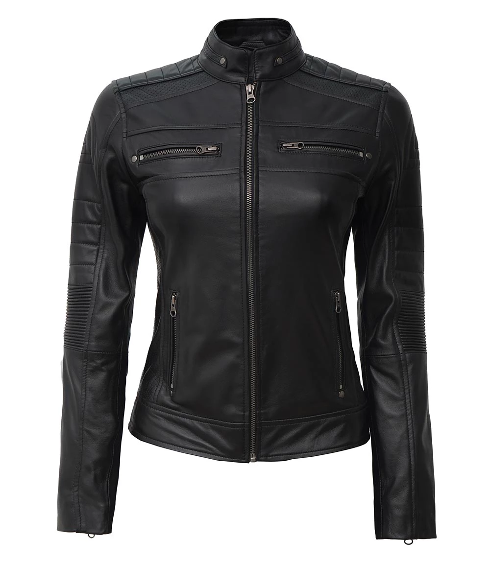 Women’s Stylish Black Racer Leather Jacket