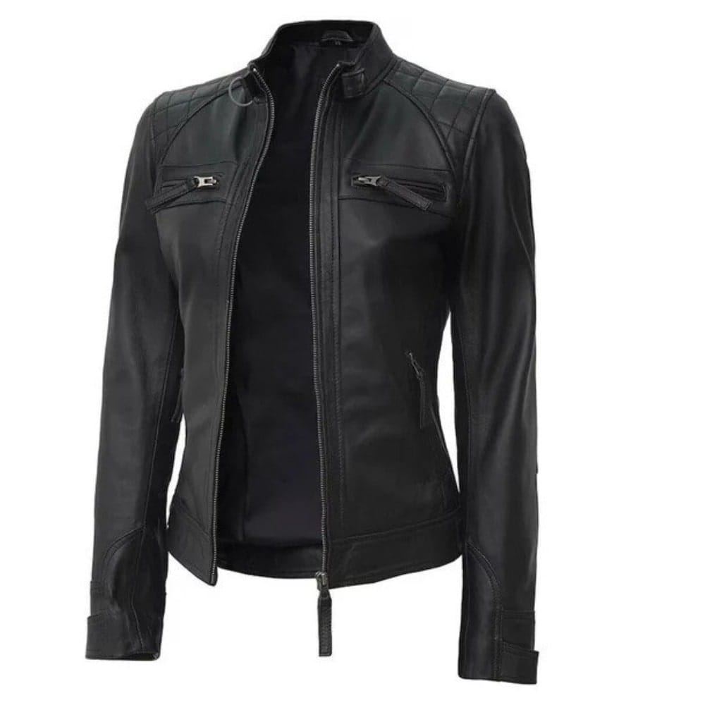 Women’s Real Lambskin Leather Jacket, Fashion Biker Jacket