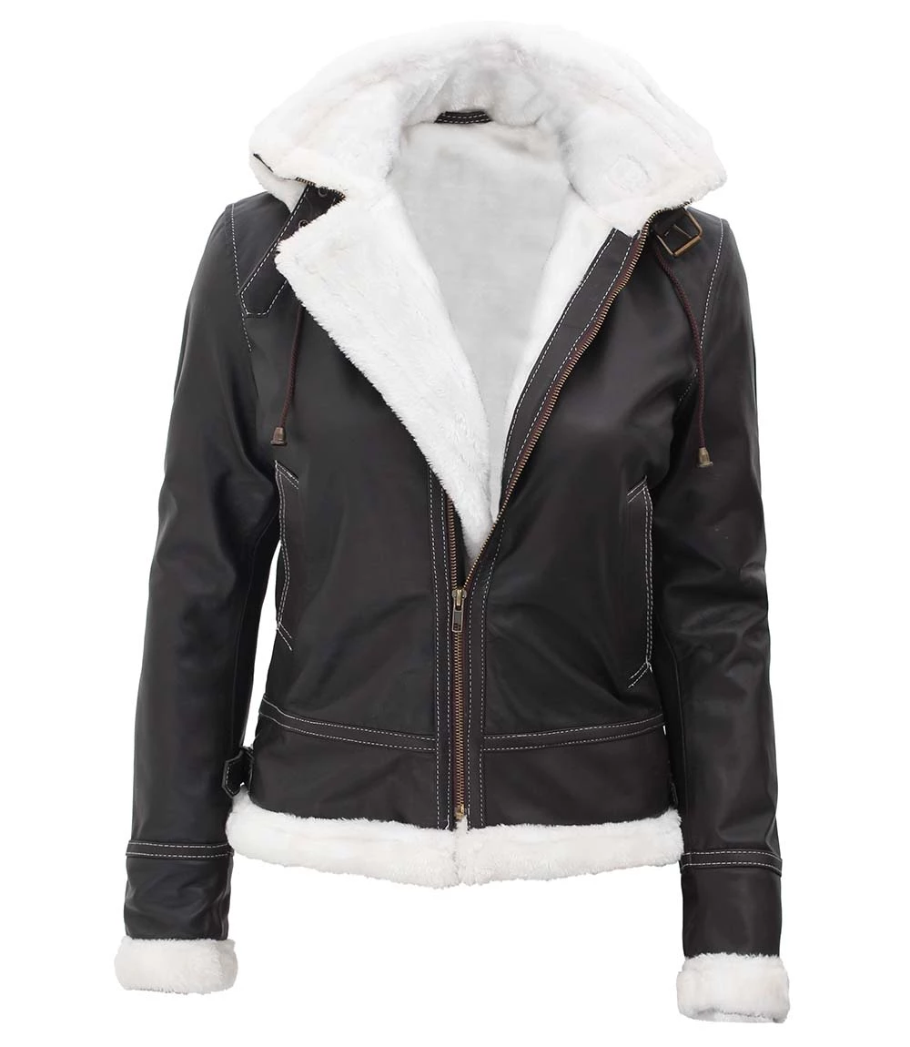Women’s Dark Brown Leather Fur Jacket