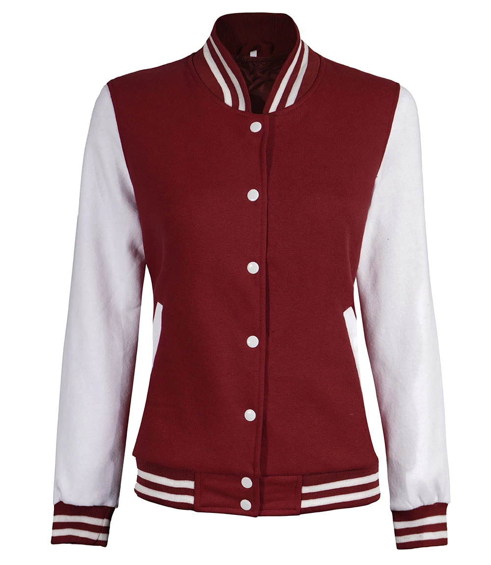 Women’s Maroon & White Varsity Jacket