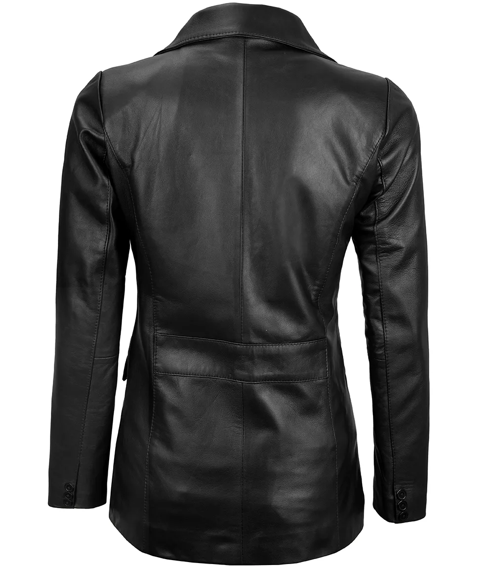 Women’s Black Lambskin Leather Blazer